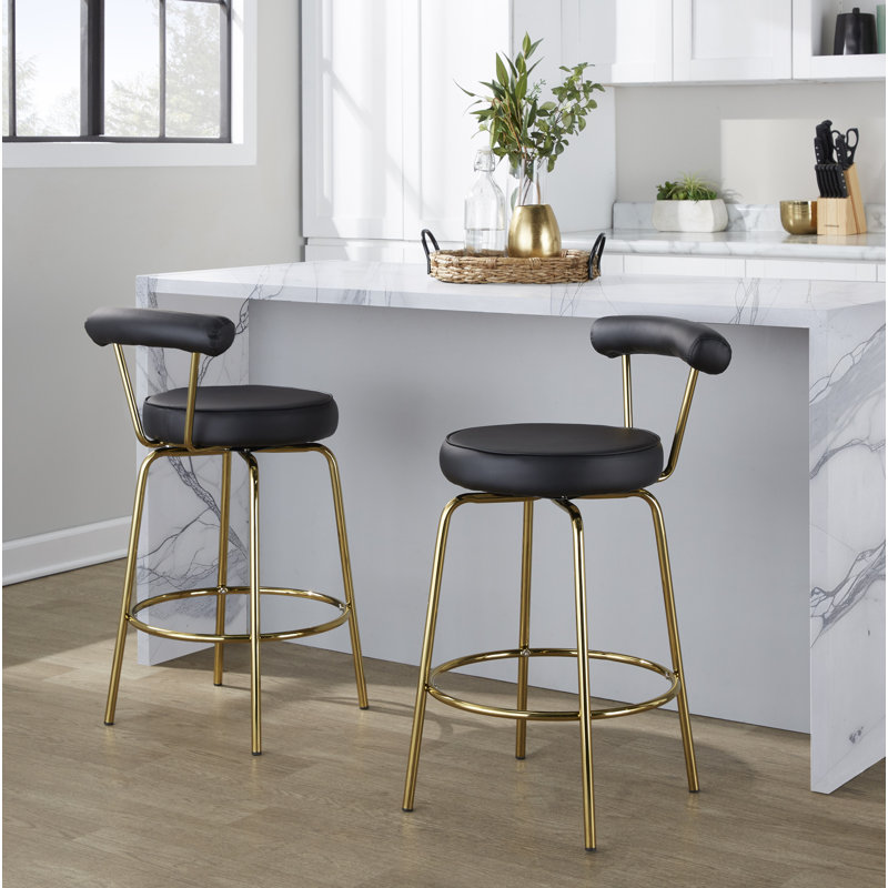 Rhonda 26" Fixed-Height Counter Stool - Set of 2, Black