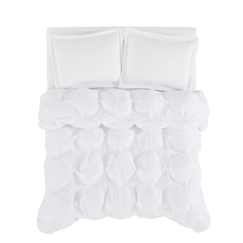 Ensemble d'édredon en nuage Trûly Soft - bourre, microfibre douce, Édredon double + 2 taies décoratives standard, Blanc