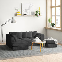 Hawkley small right facing 3 piece corner sofa in light grey weave