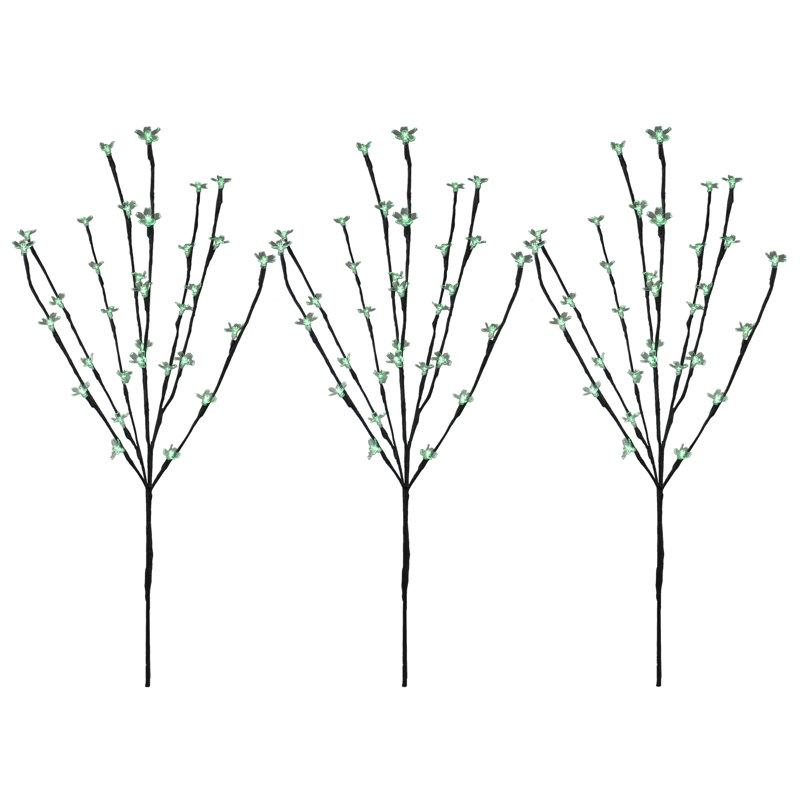 Branches d'arbres artificiels pré-éclairées 2,5 pi - lumières DEL, Vert, 72