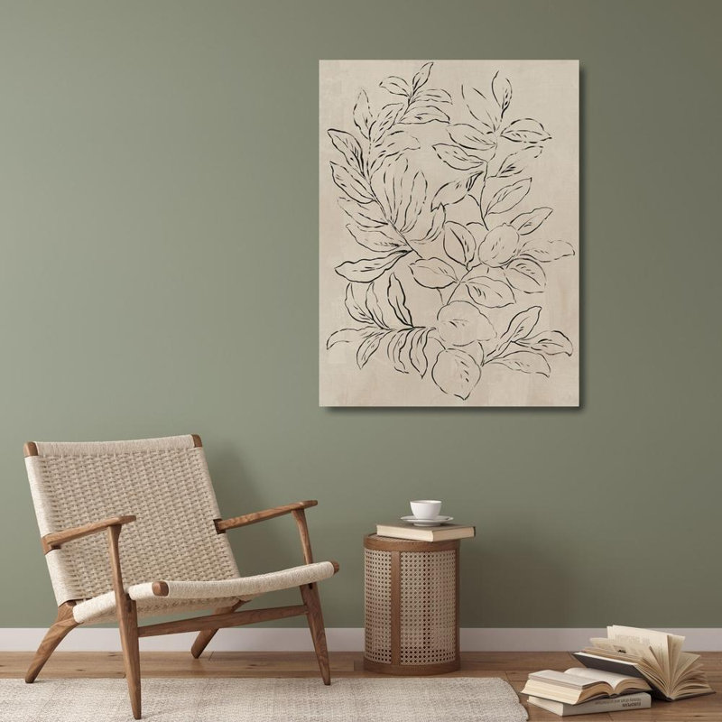 Art sur toile tendue Lark Manor ™, Jensen, Asia, "Outline Leaves I", H 36 po x l 28 po