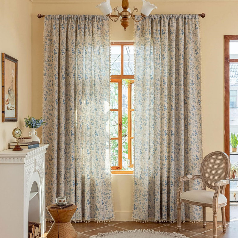 Polyester Exquiste Pattern Print Curtains 2 Panel, 52" W x 63" L