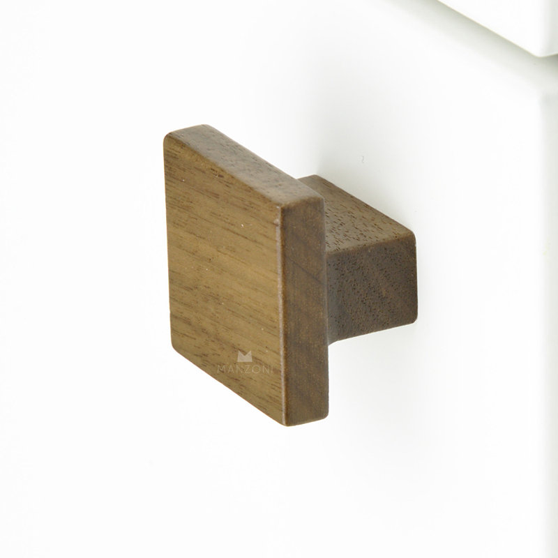Ashley Norton Oak Finish Square Wood Cabinet Knob with Mounting Hardware