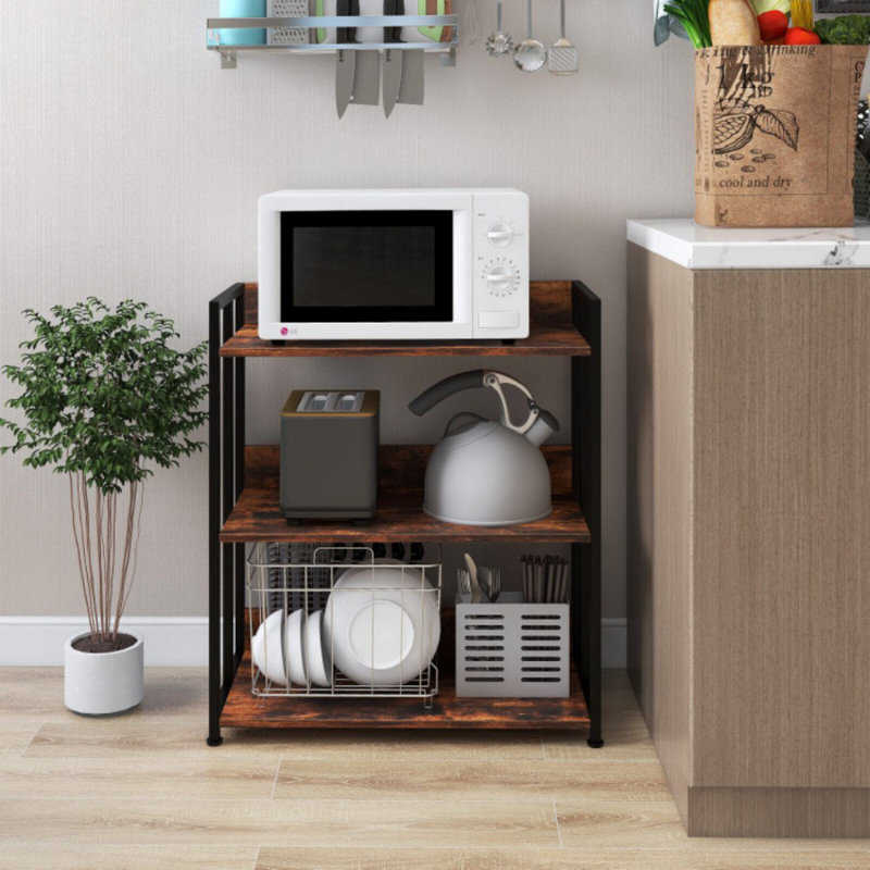 3-Tier Industrial Bookshelf Storage Shelf Display Rack with Adjustable Shelves
