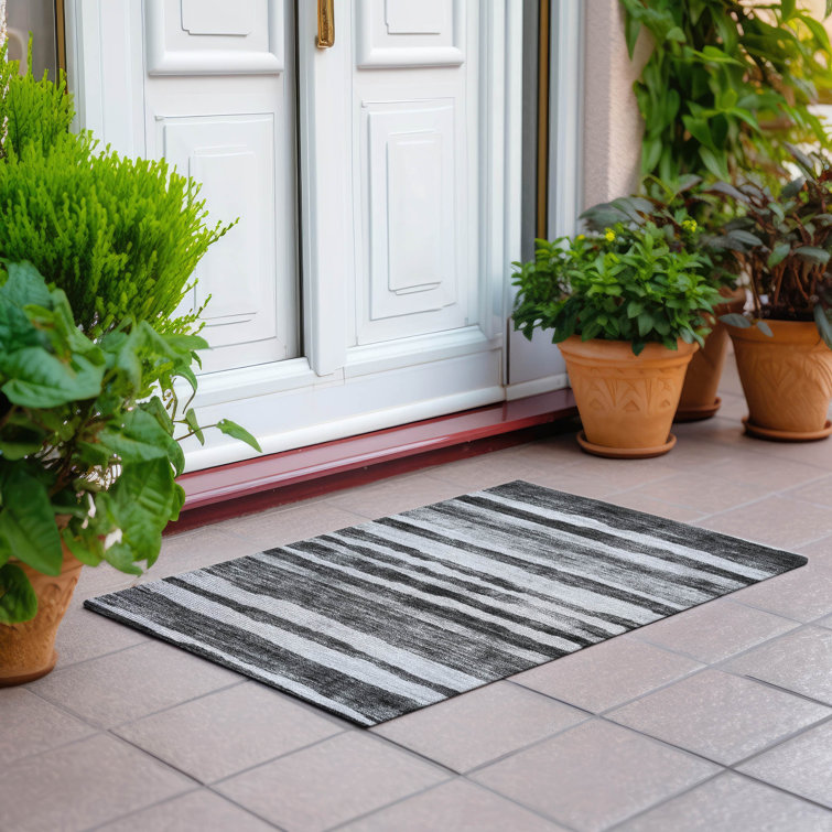 Machine Washable Indoor/Outdoor Cicel ACN1191 Charcoal Rug