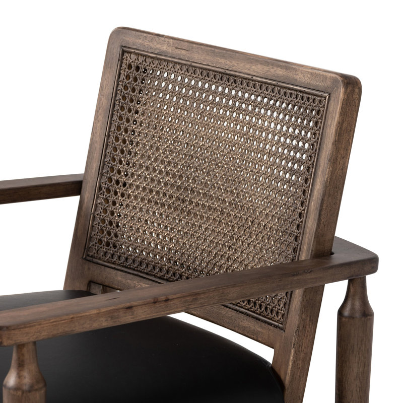 Xavier Upholstered Arm Chair, Black Genuine Leather