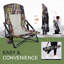 Chaise de chasse camouflage pliante avec dossier en filet, porte-gobelet, coussins d'accoudoir et sangle de transport (1 paquet, robuste)