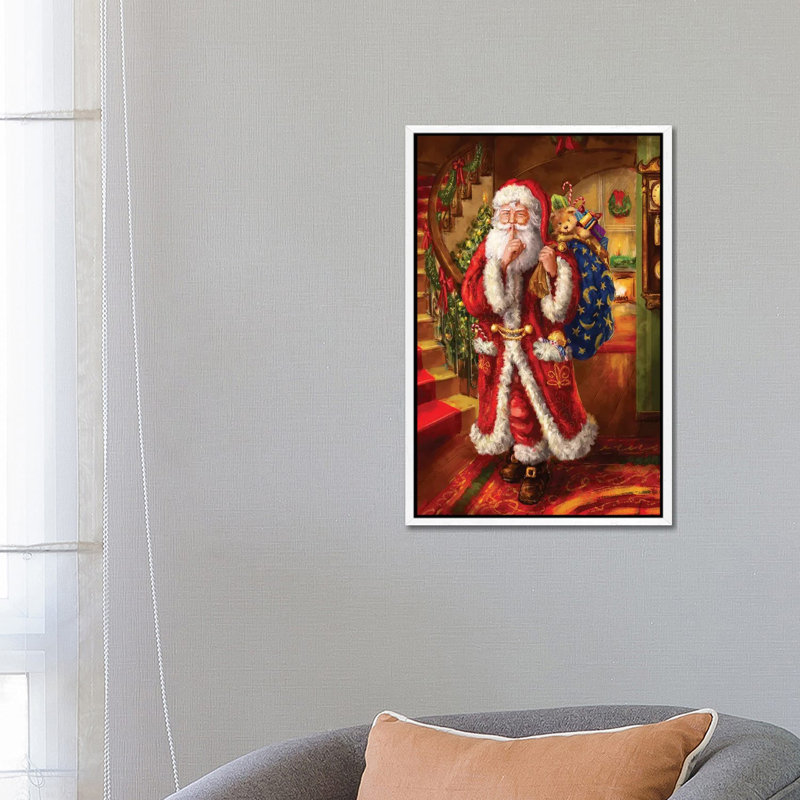 Santa-Staircase by Marcello Corti - Painting on Canvas, White Framed, 66.04 cm H x 45.72 cm W