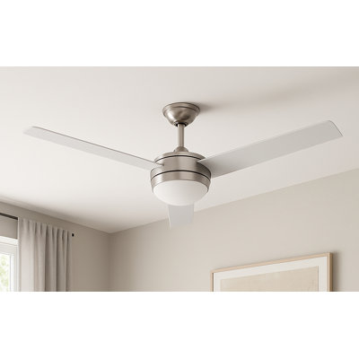 Ventilateur de plafond à DEL 3 pales 52 po Davis - Finition argentée Davis