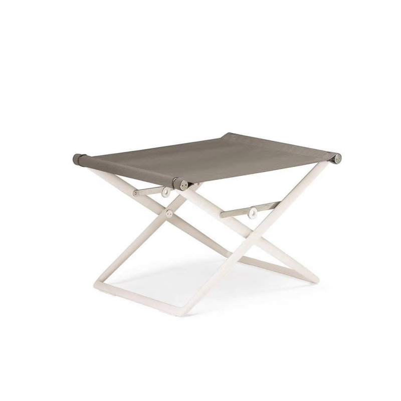 Seax Outdoor Ottoman, White, Sail Taupe