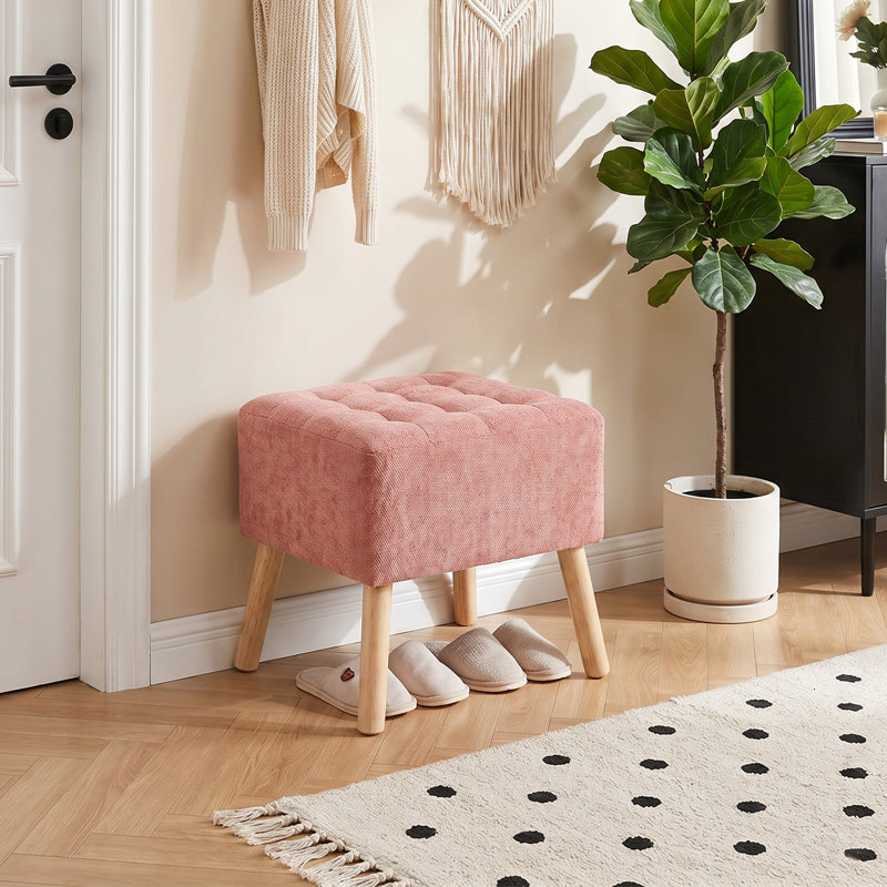 Solid Wood Accent Stool, Pink