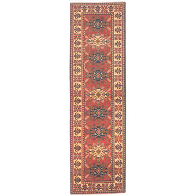 Tapis de couloir unique en laine noué à la main style Kargahi des années 2010 de 2 pi 11 po x 9 pi 9 po bourgogne foncé Publea