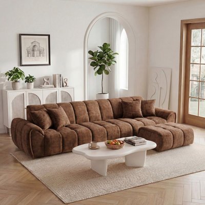 120" Modular Boneless Sofa with Chaise Lounge, Chenille Fabric, Modern Pull-Apart Sectional for Living Room, 4-Piece Set