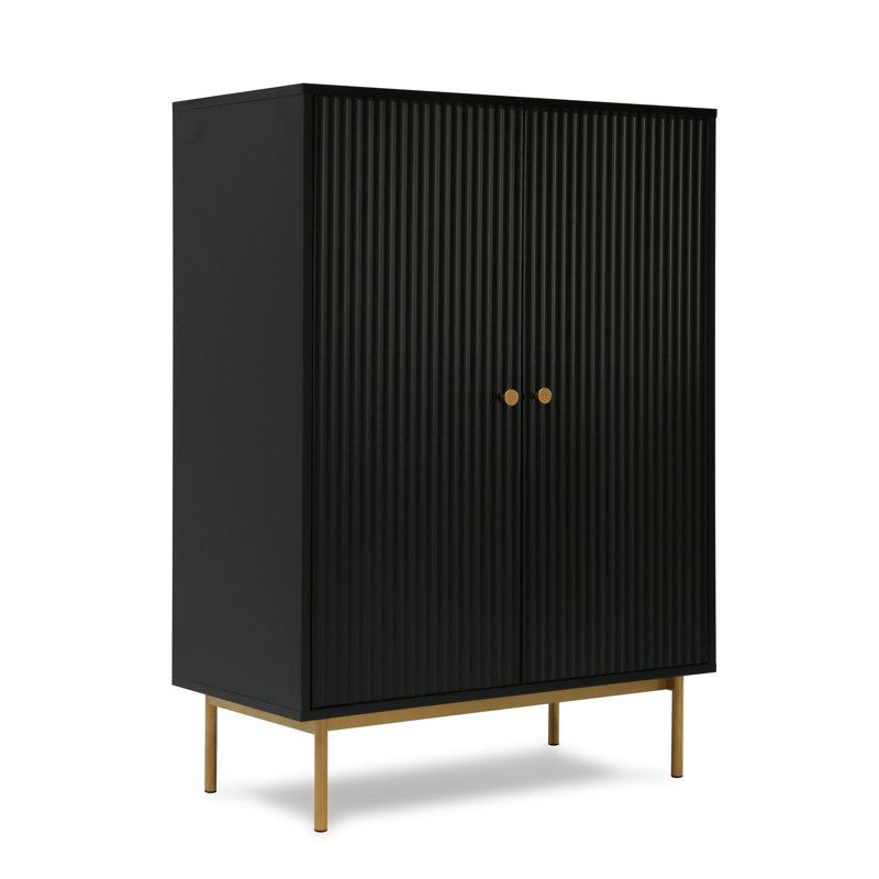 Ajasia 2 - Door Rectangle Accent Cabinet, Black