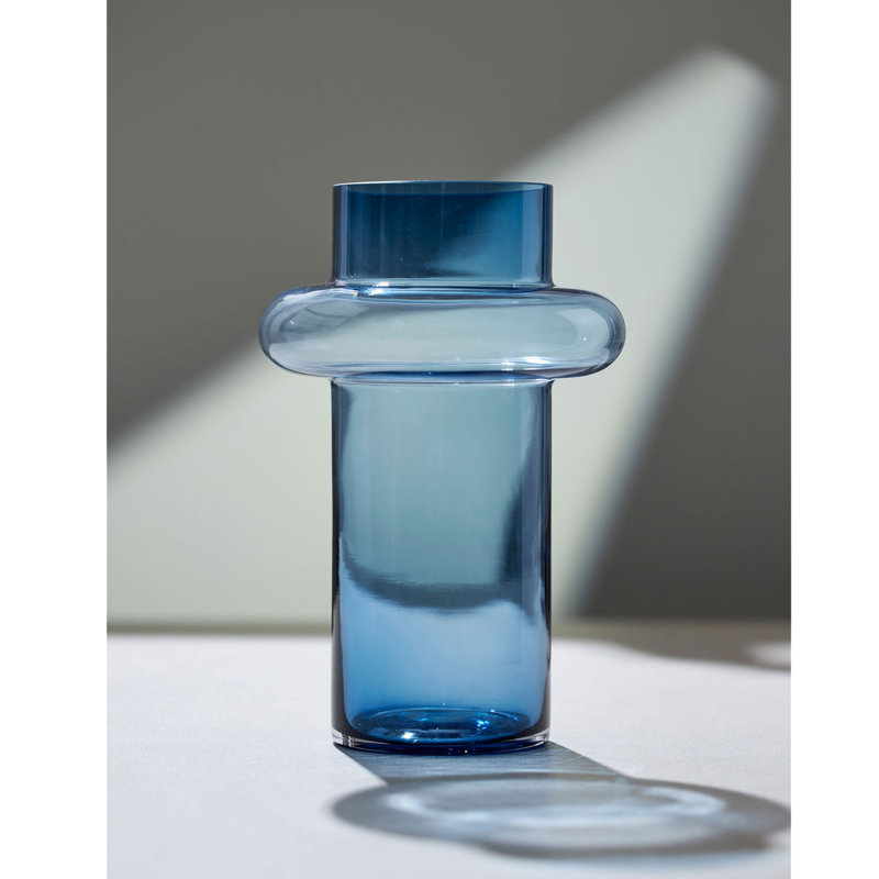 Dalphond Glass Table Vase, 40cm H x 27cm W x 27cm D, Blue/White/Grey