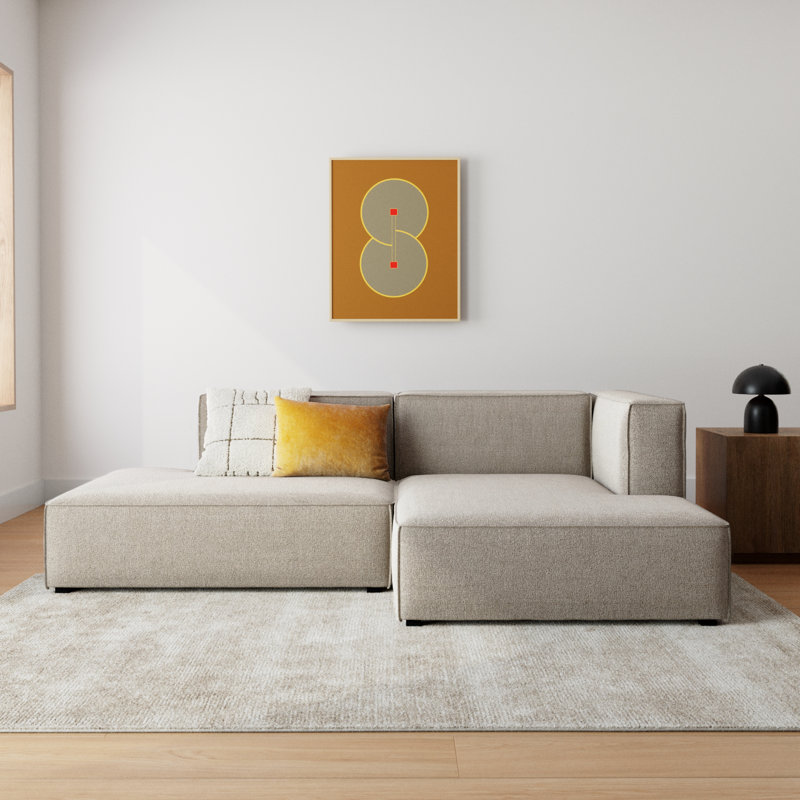 Shonnard Upholstered L-Shaped Sectional, Taupe Performance Boucle, Right Hand Facing