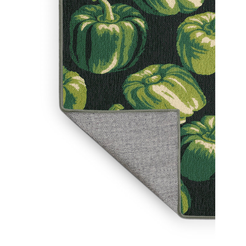 Tapis vert à poivrons lavables Ginza, Rectangle de 5 pi x 8 pi