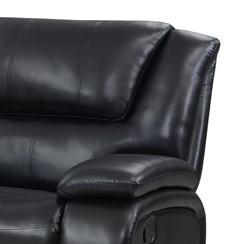 Latitude Run® Tranisha 85.1'' W Faux Leather Reclining Sofa in Black ...