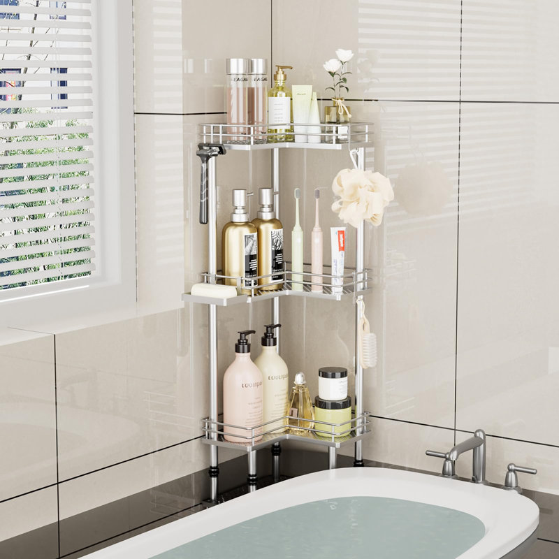 Corner Shower Caddy Standing, Silver