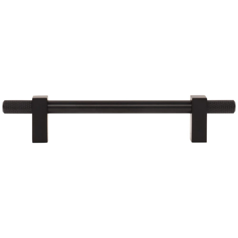 Larkin 4 Knurled Ends Bar Pull, Matte Black, 5 1/16"
