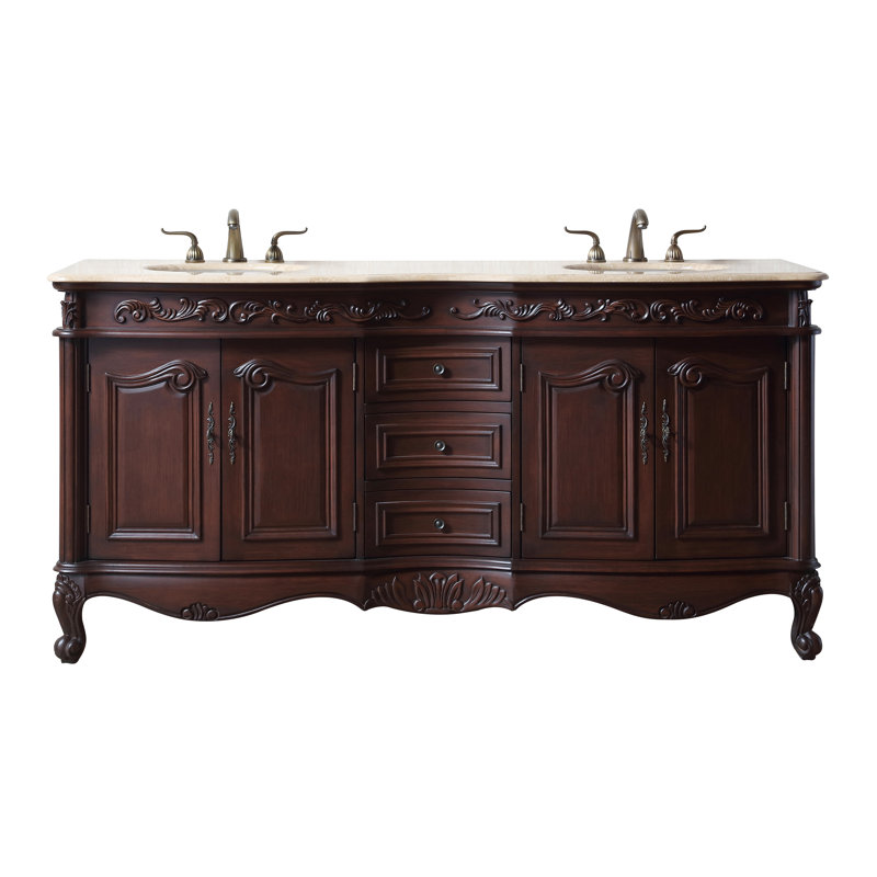 Ensemble de meuble-lavabo double 71 po Bourne, Travertin