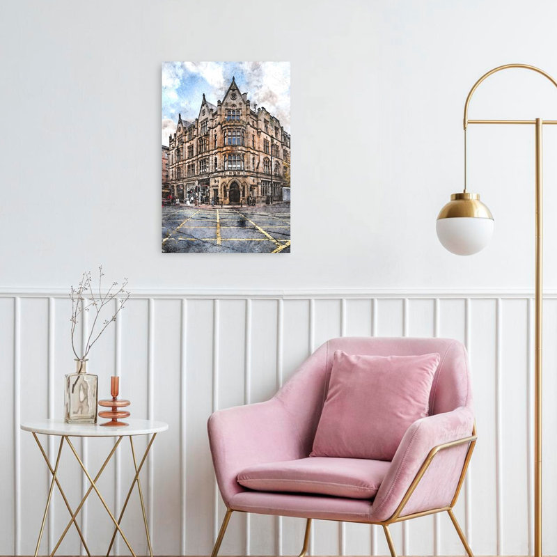 Ornement, ville, coin, gothique classique, architecture traditionnelle, ville, art mural, H 24 po x l 16 po