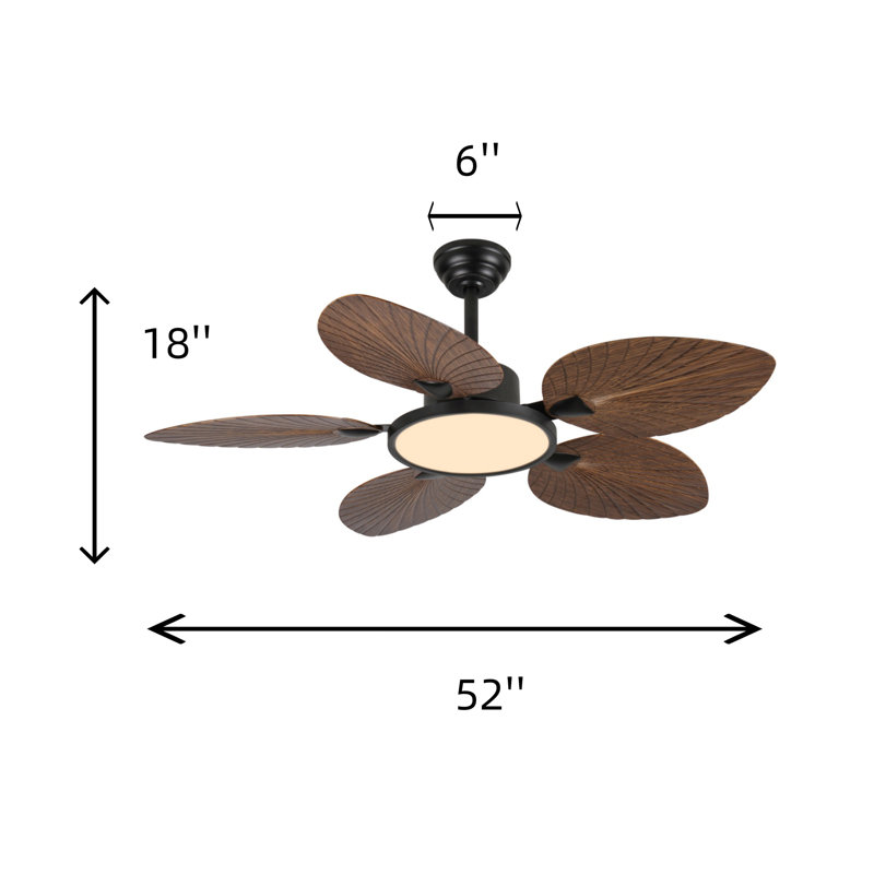 52-inch Tropical Palm Leaf Ceiling Fan With Light And Remote Control