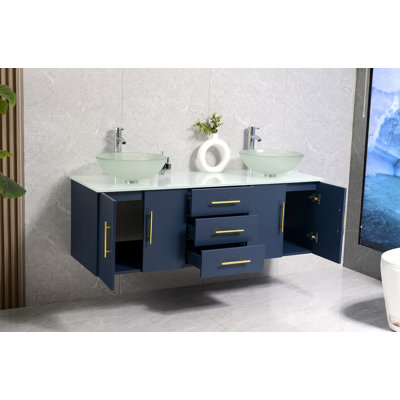 Ensemble de meuble-lavabo mural double