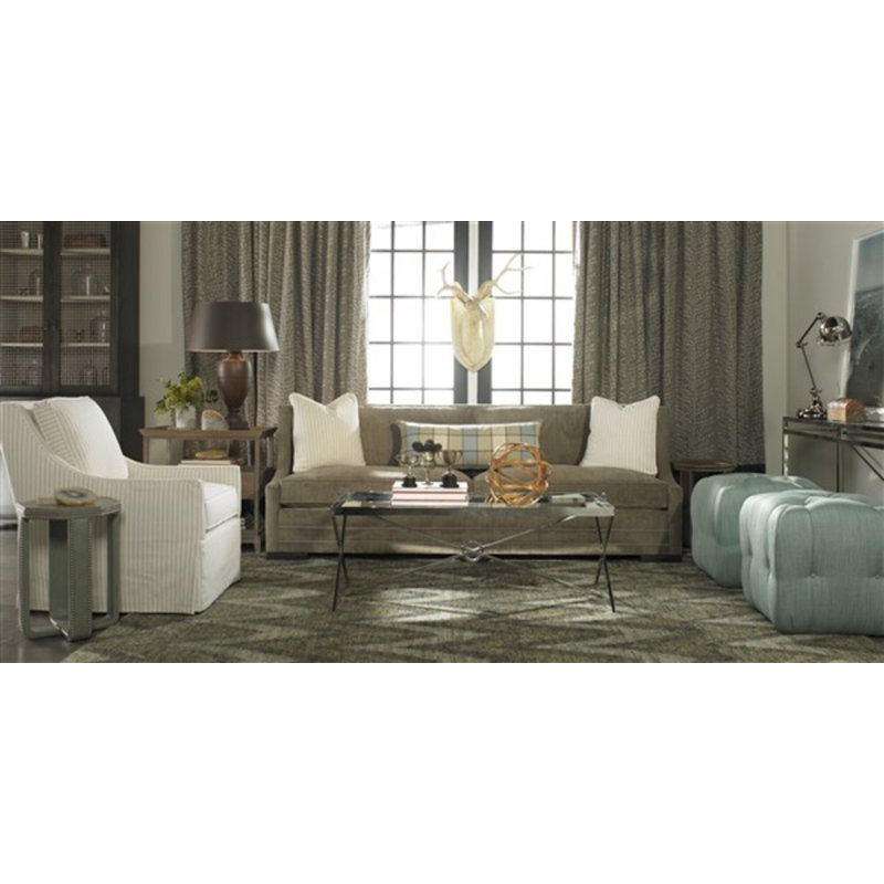 Glen Haven By Thom Filicia Upholstered Pouf, Tuck Metal
