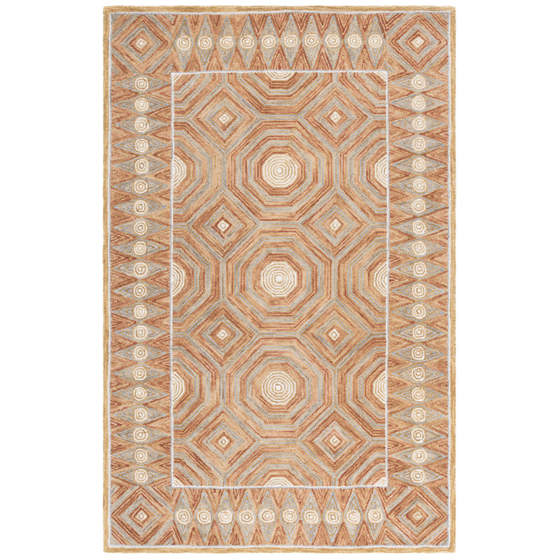 Micro-Loop 638 Hand Tufted Wool; Cotton With Latex Geometric Rug, Rectangle 9' x 12'