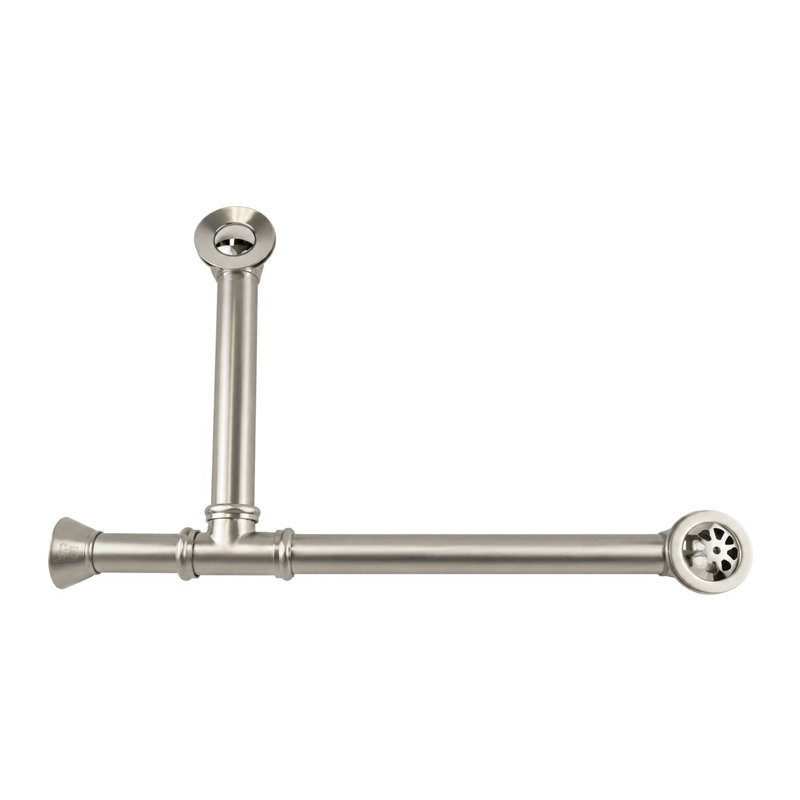 Chaîne et bouchon de vidange de baignoire et trop-plein, Nickel mat