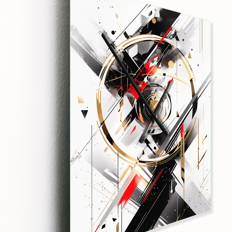 Horloge murale cubisme noir et rouge à multiples facettes, Grand