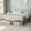 Minimalist Metal Slatted Bed Platform with Arrow Design Headboard-101248775-101364234