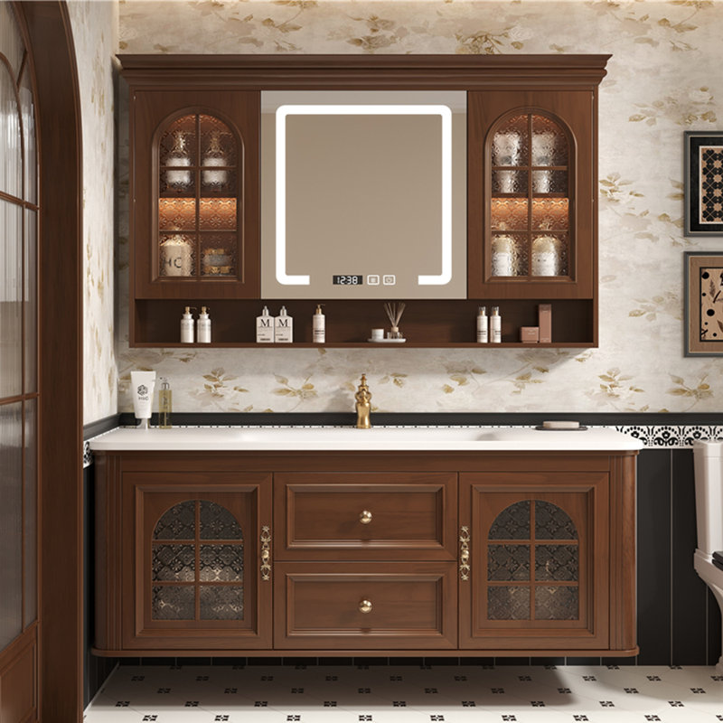 Armoire de salle de bain de style médiéval américain, H 19,69 po x l 59,45 po x P 19,69 po