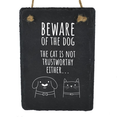 Heenan Beware Of The Dog Slate Plaque Wall Décor
