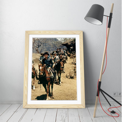 Magnificent Seven Brown Blue - Single Picture Frame Print on Canvas