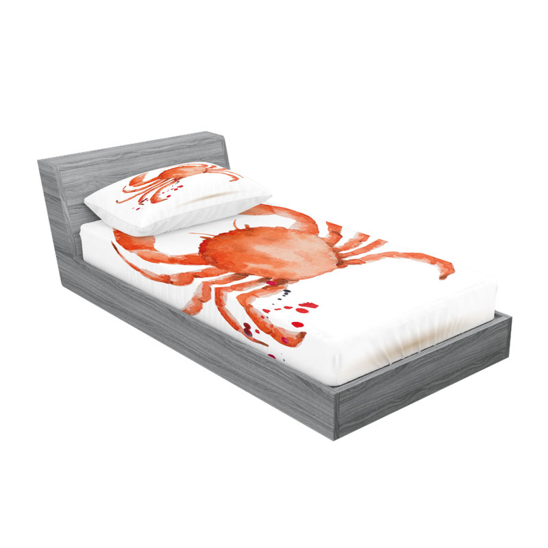Drap-housse et coussin décoratif Ambesonne Ocean, vermillon, Ensemble de draps pour lit simple + 5 pièces supp