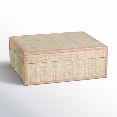 Hadaway Handmade Raffia/ Cow Leather Trim Decorative Box