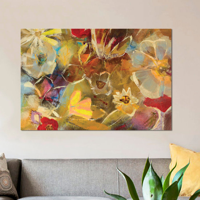 Chalkboard Flowers I by Julian Spencer - Wrapped Canvas Gallery-Wrapped Canvas Giclée, 12" H x 18" W x 1.5" D