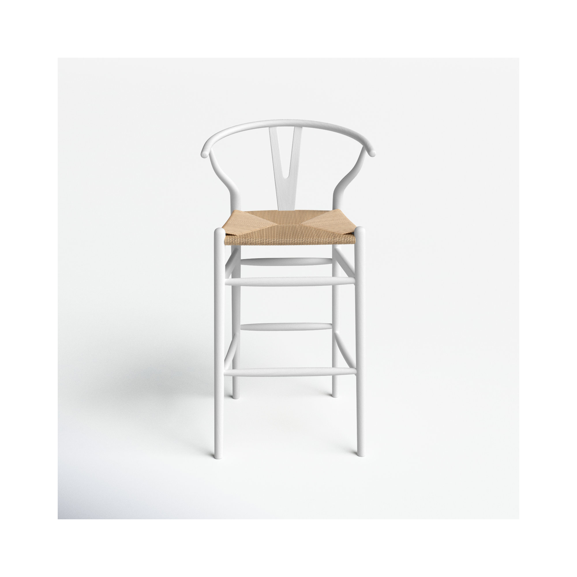 Etta Solid Wood Bar & Counter Stool, White/Natural, Bar Stool (30" Seat Height)