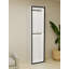 Garde-robe blanche de 24 po de largeur avec porte en verre pleine hauteur, éclairage DEL, structure en métal, H 93 po x P 21 po, tablettes réglables, fabrication en contreplaqué