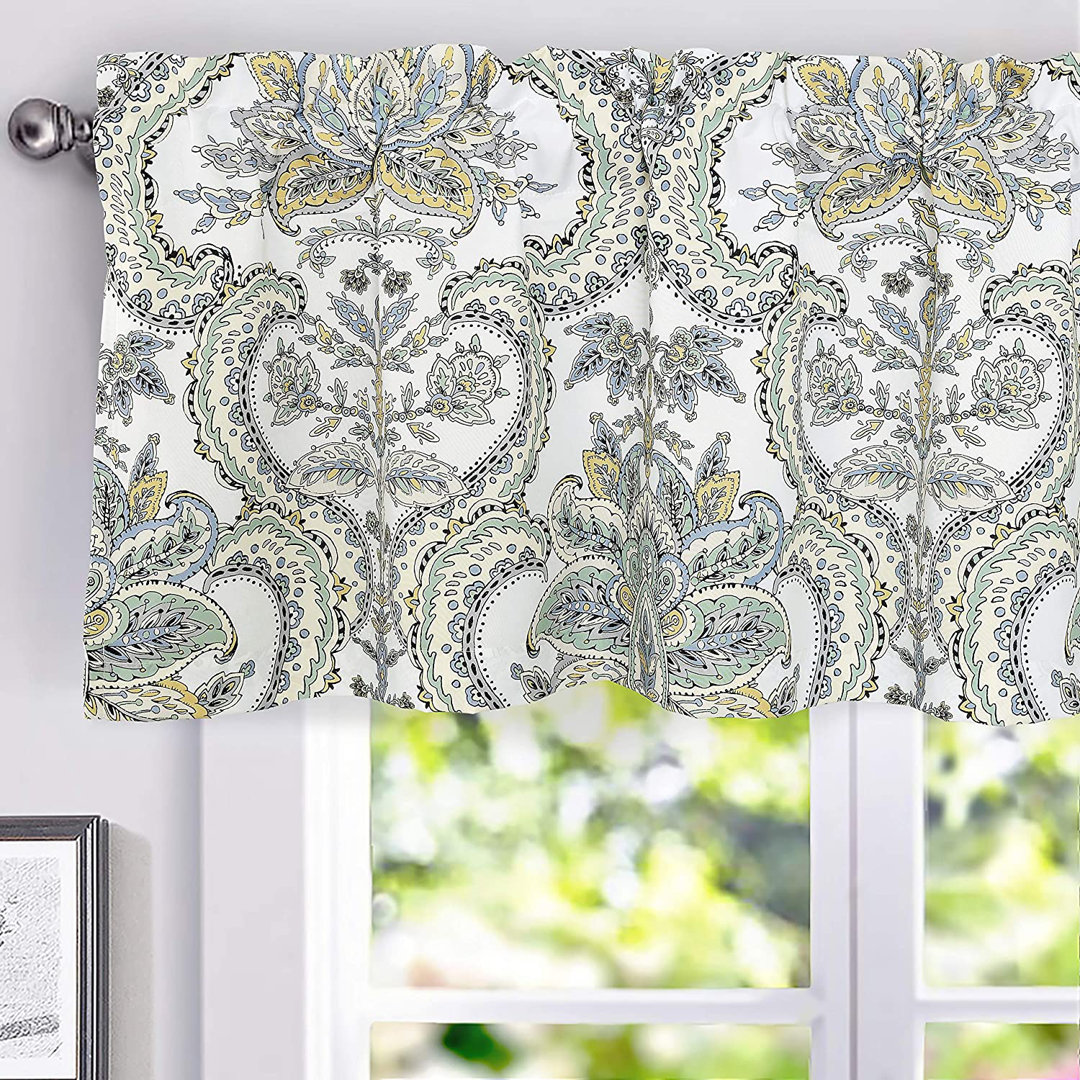 Zacharias Floral Kitchen Valance 52" Window Valance Canora Grey