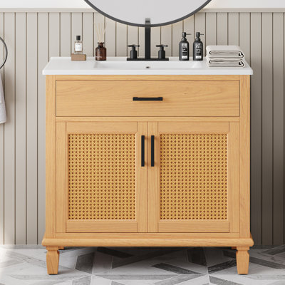 Meuble-lavabo de salle de bain avec lavabo en céramique
