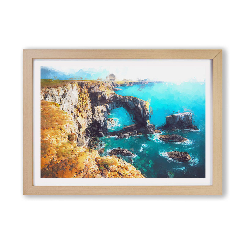 Green Bridge of Wales - Framed Print, 33cm H x 45cm W x 2cm D, Oak
