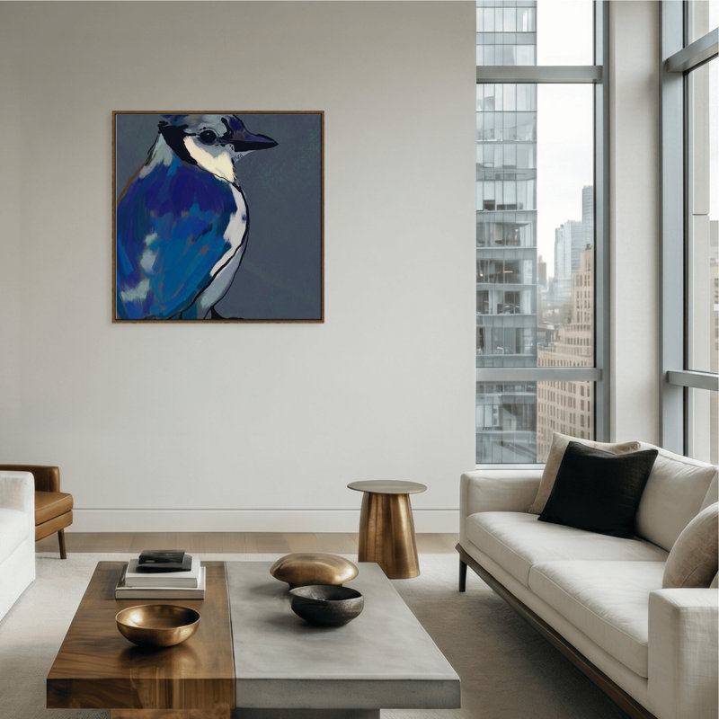 Nature Inspired Azure Aviary, 16" H x 16" W, Framed Canvas, Brown
