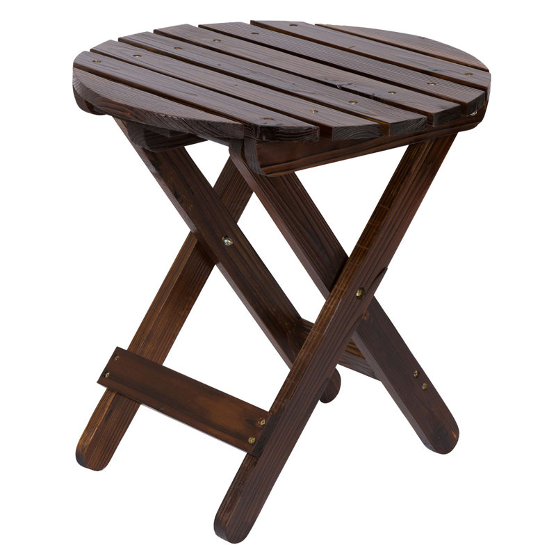 Table d'appoint ronde pliante d'extérieur Brently assemblée, Brun brûlé