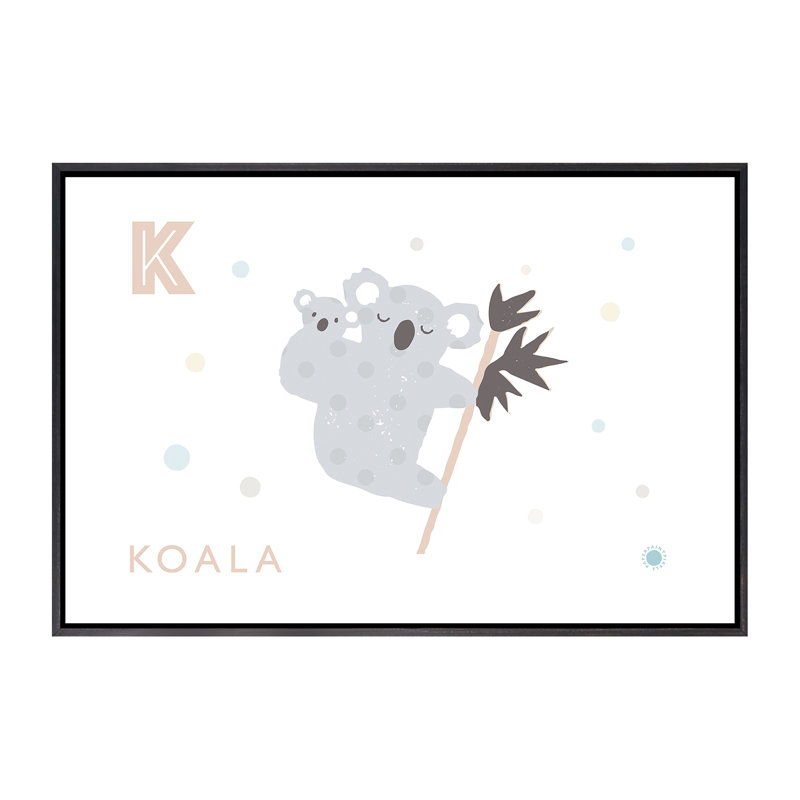 Koala - reproduction d'impression, Toile avec cadre noir patiné, Pas de tapis, H 18 po x l 26 po x P 1,5 po