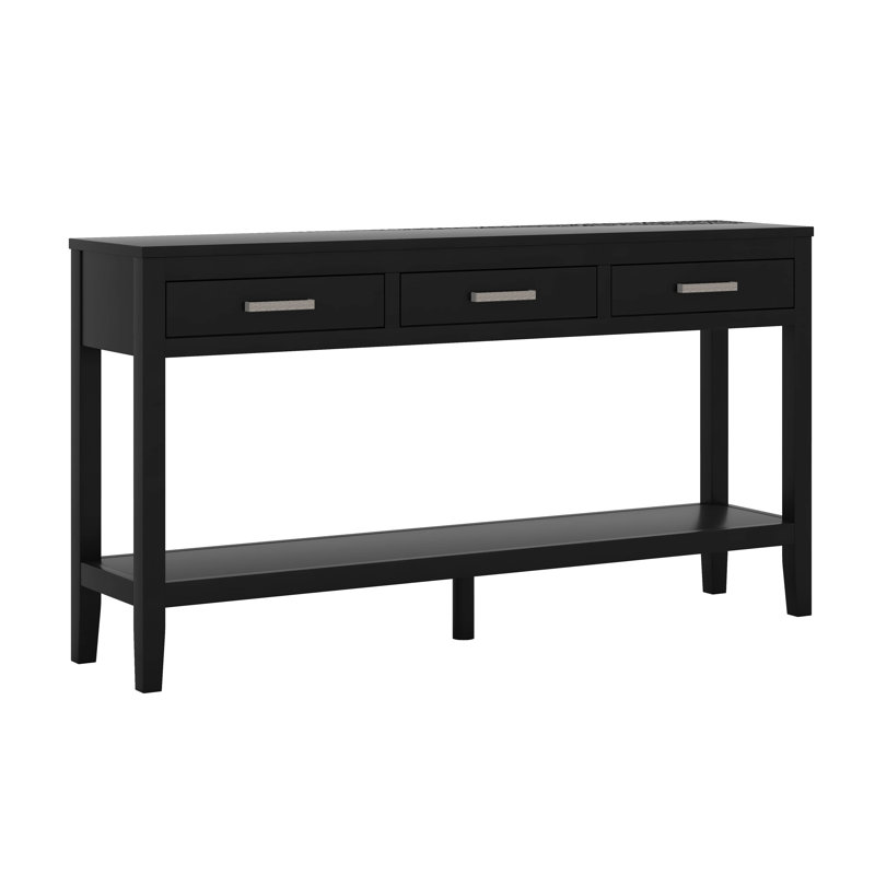 Console d'entrée avec rangement, 3 tiroirs, Noir
