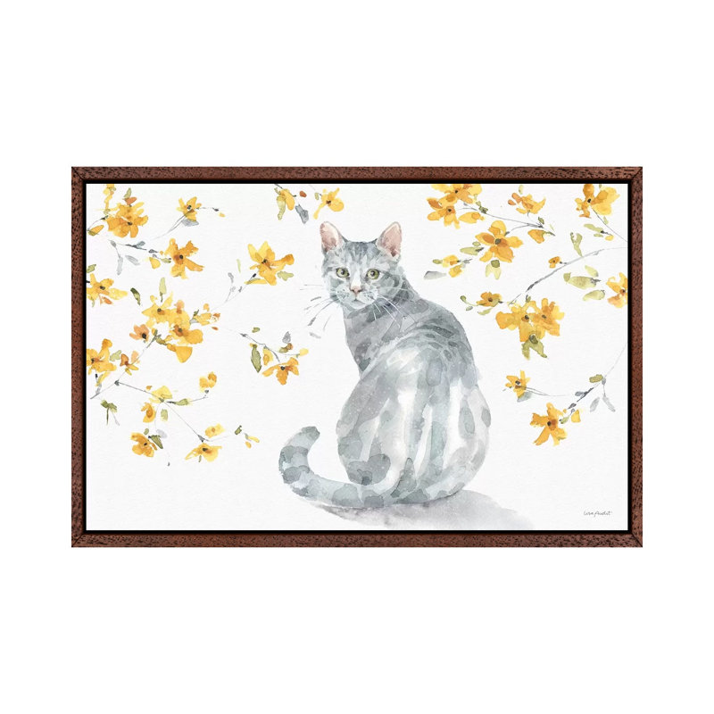 Happy Yellow XIVA by Lisa Audit - Painting on Canvas, 66.04cm H x 101.6cm W x 3.81cm D, Classic Brown Wood Framed