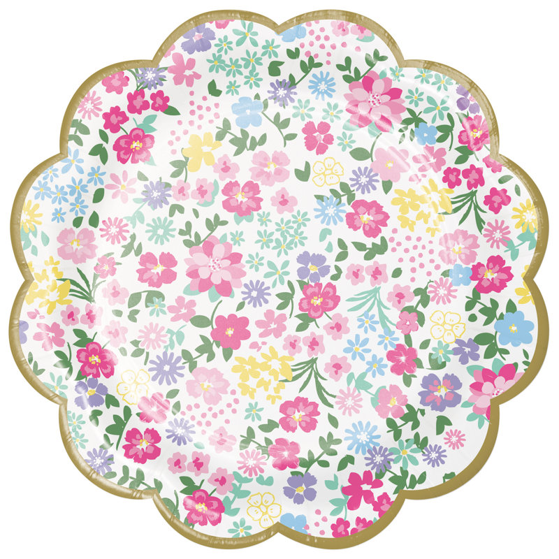 Assiette à dessert en papier festonné Floral Tea Party